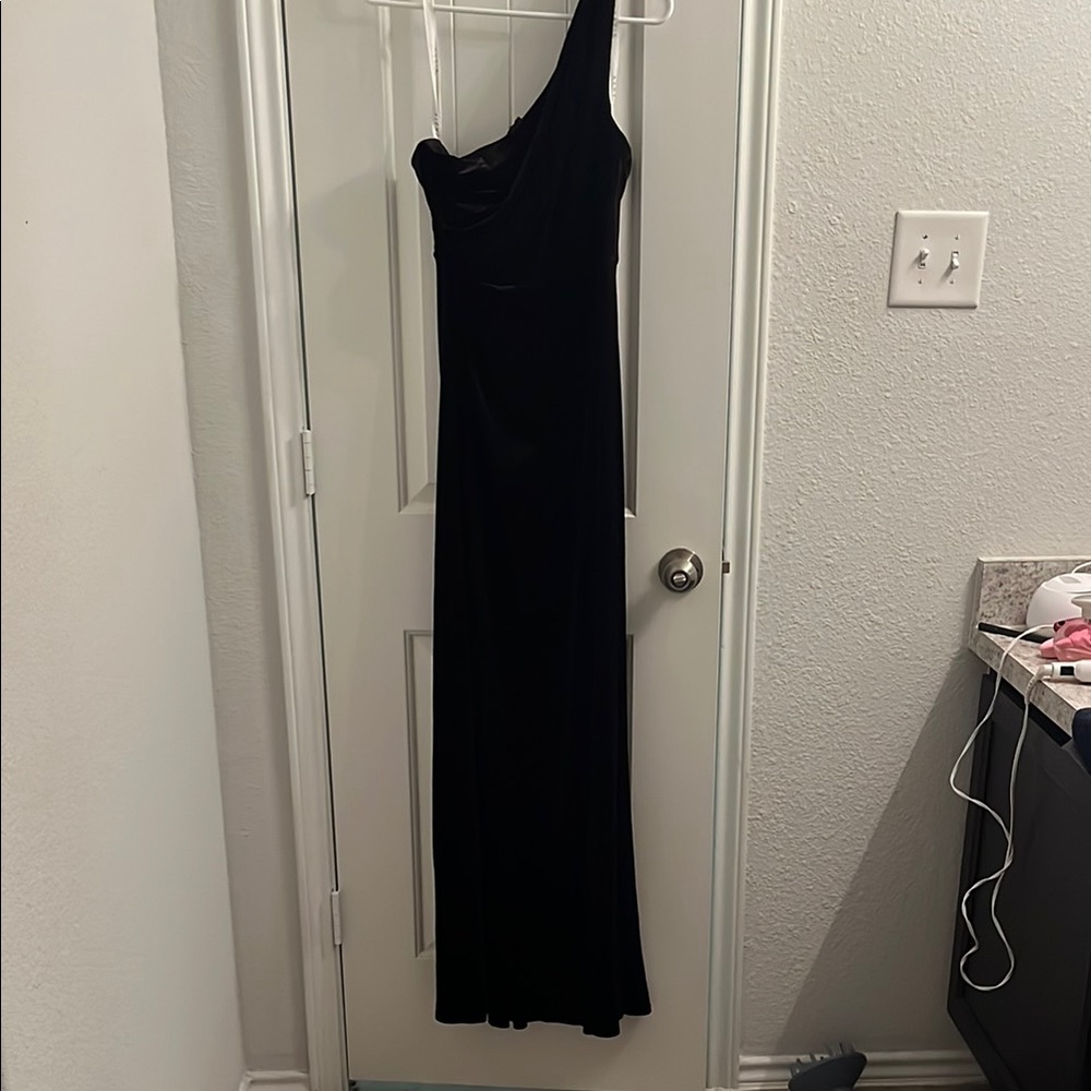 Azazie Black Asymmetrical One-Shoulder Gown